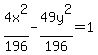 4x%5E2%2F196-49y%5E2%2F196=1