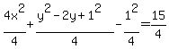 4x%5E2%2F4%2B%28y%5E2-2y%2B1%5E2%29%2F4-1%5E2%2F4=15%2F4