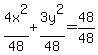 4x%5E2%2F48%2B3y%5E2%2F48=48%2F48