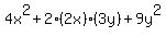 4x%5E2+%2B+2%2A%282x%29%2A%283y%29+%2B+9y%5E2