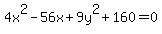 4x%5E2+-+56x+%2B+9y%5E2+%2B+160+=+0