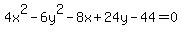 4x%5E2-+6y%5E2+-+8x+%2B+24y+-+44+=+0+