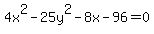 4x%5E2-25y%5E2-8x-96=0