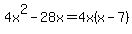 4x%5E2-28x=4x%28x-7%29