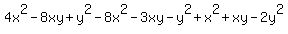 4x%5E2-8xy%2By%5E2-8x%5E2-3xy-y%5E2%2Bx%5E2%2Bxy-2y%5E2