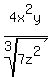 4x%5E2y%2Froot%283%2C7z%5E2%29