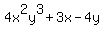 4x%5E2y%5E3%2B3x-4y