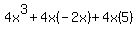 4x%5E3%2B4x%28-2x%29%2B4x%285%29