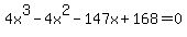 4x%5E3-4x%5E2-147x%2B168=0