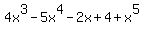 4x%5E3-5x%5E4-2x%2B4%2Bx%5E5