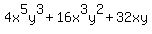 4x%5E5y%5E3%2B16x%5E3y%5E2%2B32xy