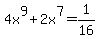 4x%5E9+%2B+2x%5E7+=+1%2F16
