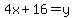 4x+%2B+16+=+y