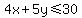 4x+%2B+5y%3C=30