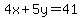 4x+%2B+5y+=+41