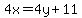 4x+=+4y%2B11