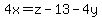 4x+=+z-13-4y