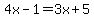 4x-1=3x%2B5