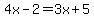 4x-2=3x%2B5
