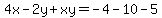 4x-2y%2Bxy=-4-10-5