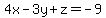 4x-3y%2Bz=-9%29