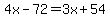 4x-72=3x%2B54