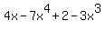 4x-7x%5E4%2B2-3x%5E3