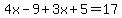 4x-9%2B3x%2B5=17