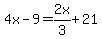 4x-9=2x%2F3%2B21