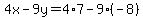 4x-9y=4%2A7-9%2A%28-8%29
