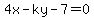 4x-ky-7+=+0