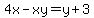 4x-xy=y%2B3