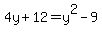 4y%2B12=y%5E2-9
