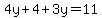 4y%2B4%2B3y=11