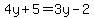 4y%2B5+=+3y+-2