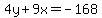 4y%2B9x=-168