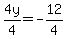 4y%2F4=-12%2F4