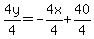 4y%2F4=-4x%2F4%2B40%2F4