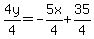 4y%2F4=-5x%2F4%2B35%2F4