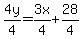 4y%2F4=3x%2F4%2B+28%2F4