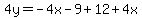 4y=-4x-9%2B12%2B4x