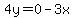 4y=0-3x