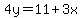 4y=11%2B3x