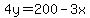 4y=200-3x