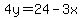 4y=24-3x