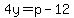 4y=p-12