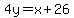 4y=x%2B26