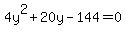 4y%5E2%2B20y-144=0