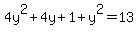 4y%5E2%2B4y%2B1%2By%5E2=13