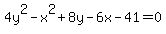 4y%5E2+-+x%5E2+%2B+8y+-+6x+-+41+=+0